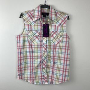 Cowgirl legend, Sleeveless snap front blouse. Size M. NWT